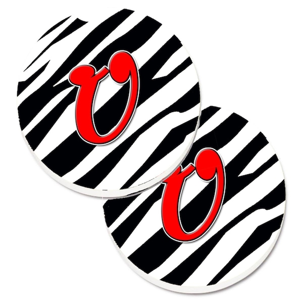 Carolines Treasures Monogram Initial U Zebra Red Set of 2 Cup Holder Car Coaster CJ1024-UCARC - main